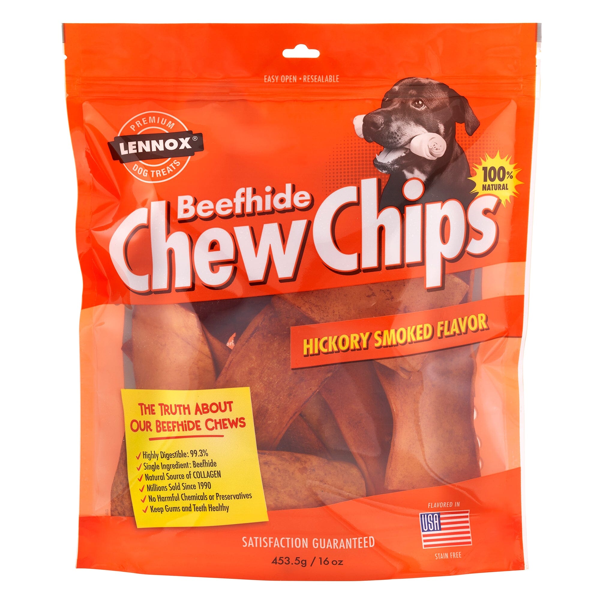 Lennox Beefhide Chew Chips Dog Treat Hickory Smoked - 16 Oz  