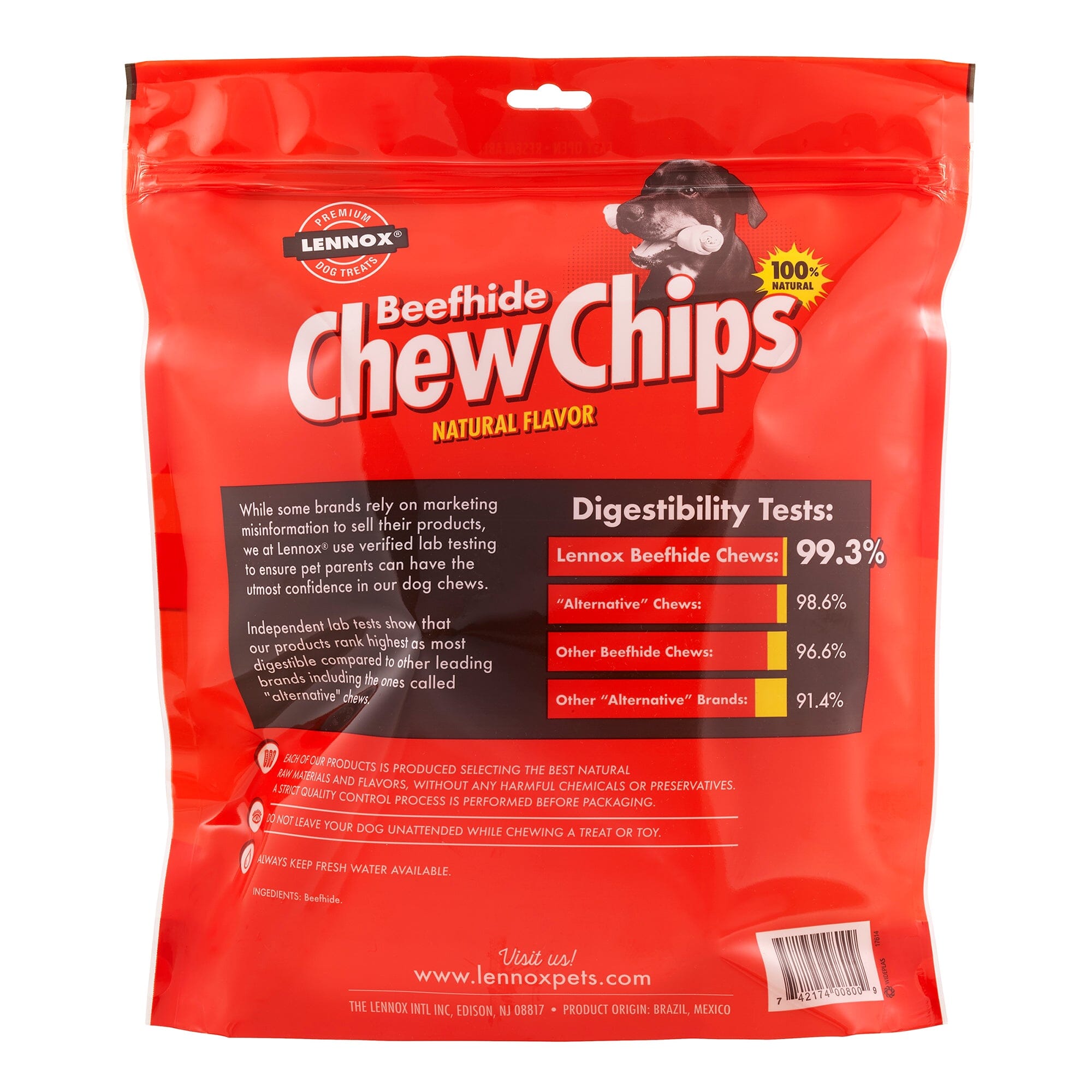 Lennox Beefhide Chew Chips Dog Treat Natural - 16 Oz  