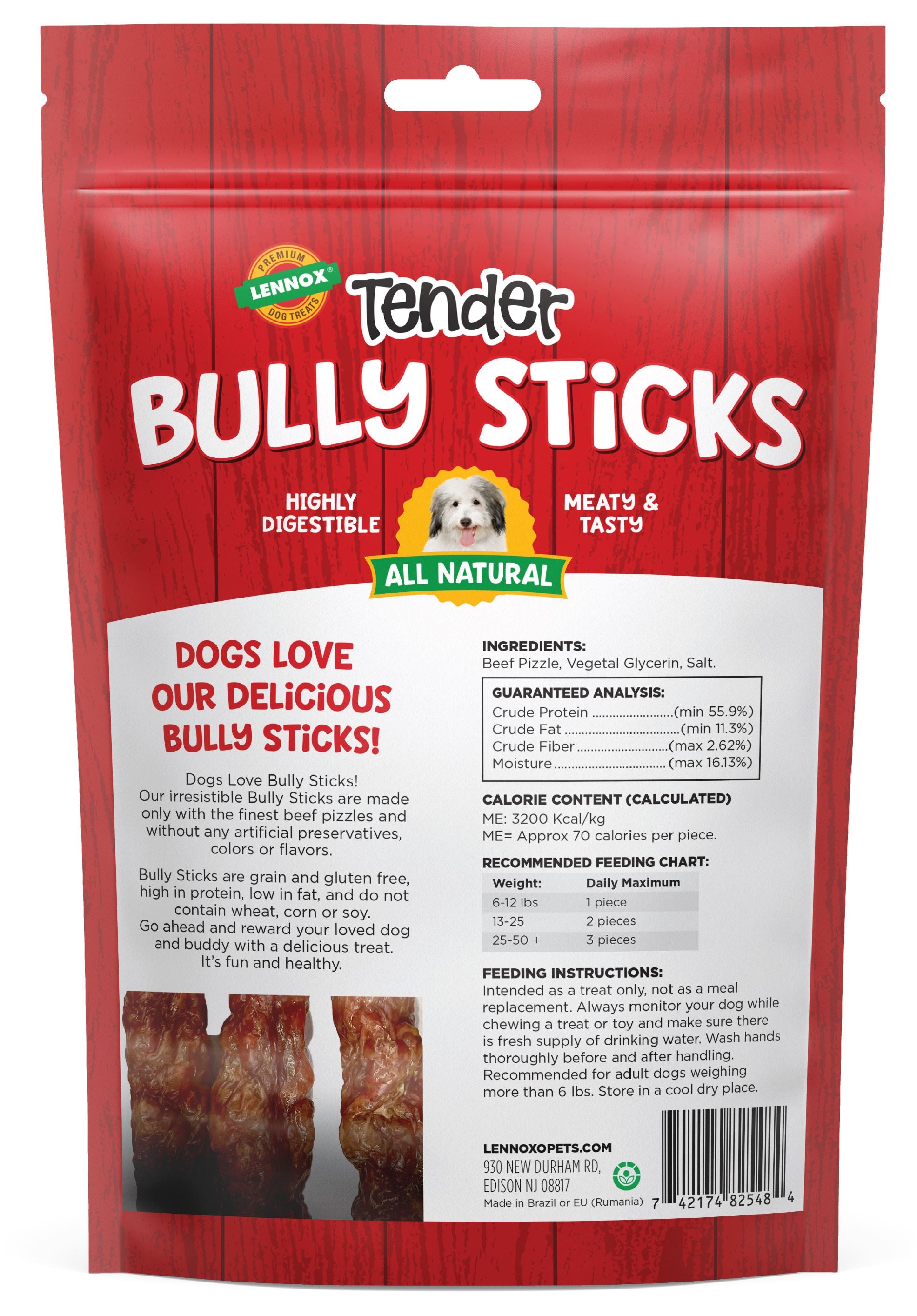 Lennox Tender Bully Sticks Dog Treat - 4-5 in - 6.5 Oz  