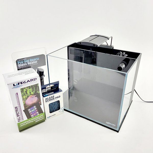 Lifegard Aquatics Low Iron Ultra Clear 3 in 1 Aquarium Set with Built-In Side Filter  