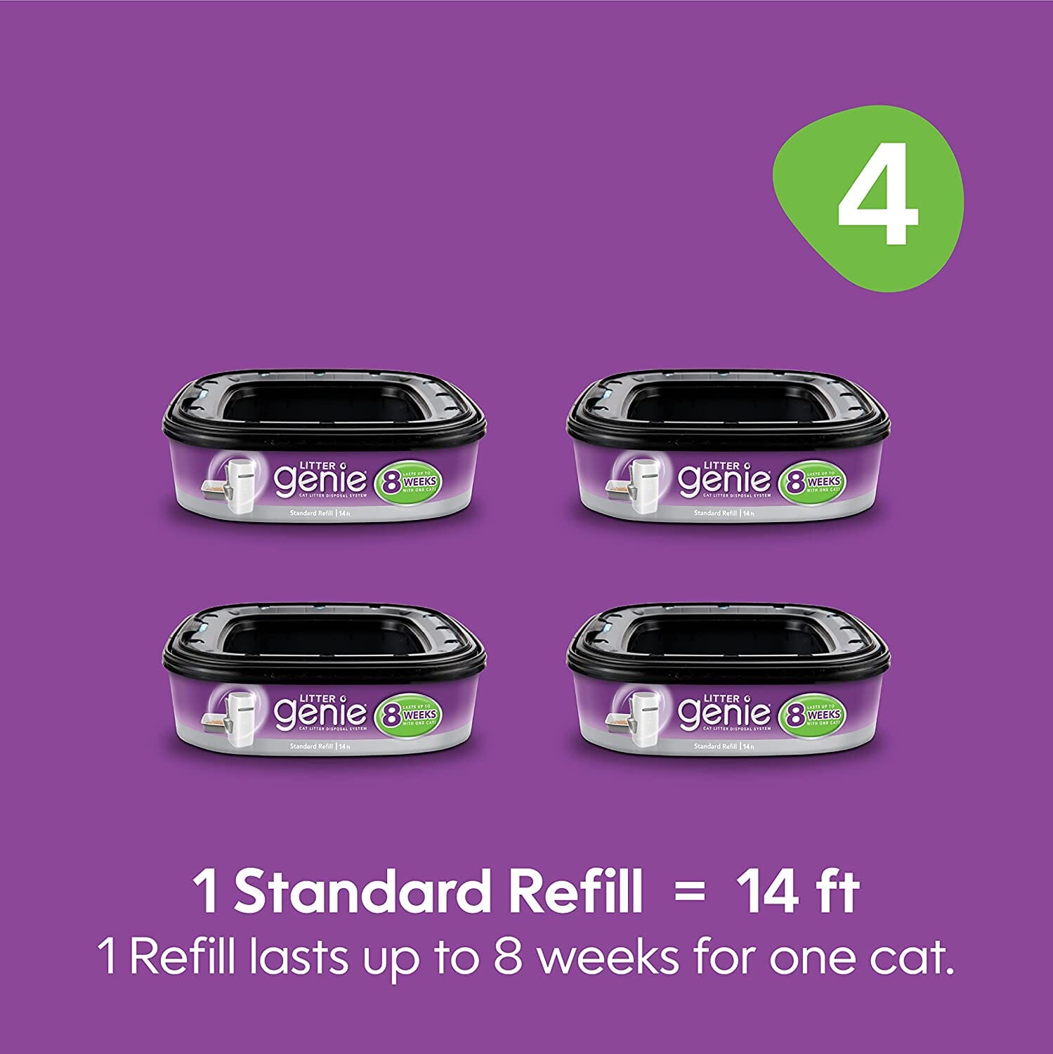 Litter Genie Litter Genie Plus Refill Cat Litter Disposal System - Black - 4 Pack  