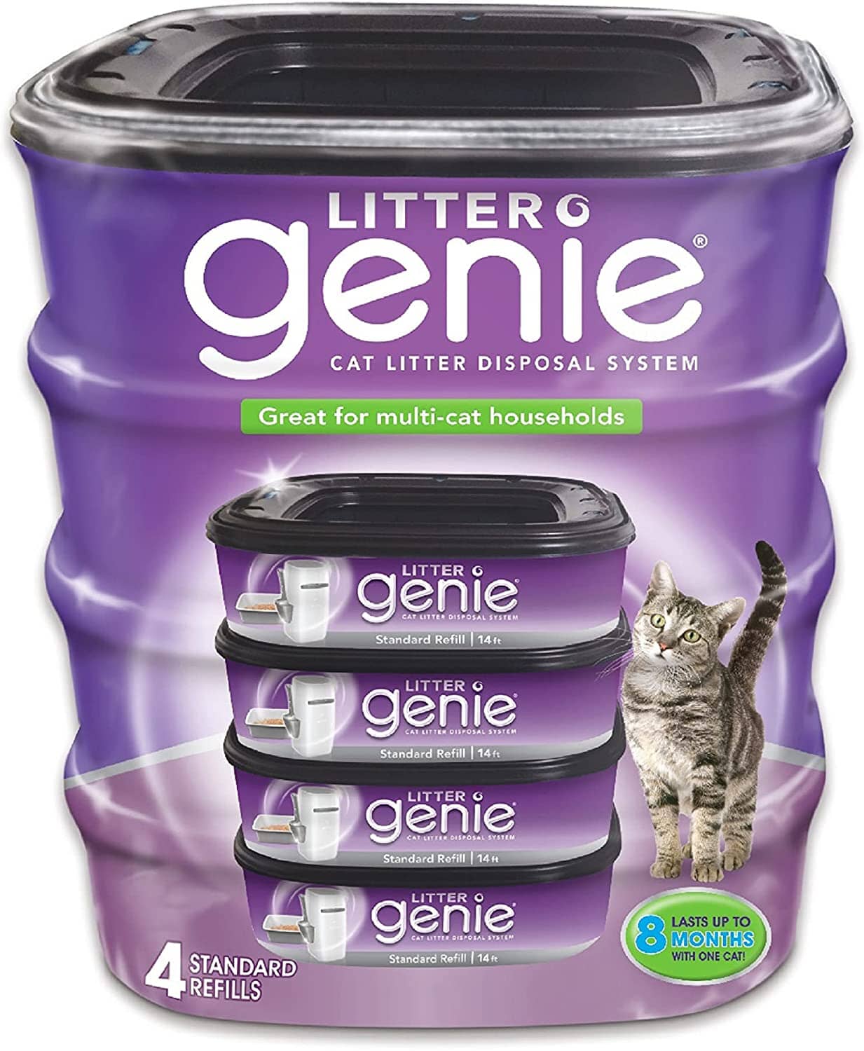 Litter Genie Litter Genie Plus Refill Cat Litter Disposal System - Black - 4 Pack  