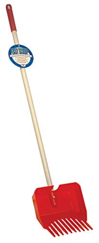 Little Giant Easy Scoop Pooper Scooper with Wood Handle Dog Waste Pick Up - Red - 42 In  