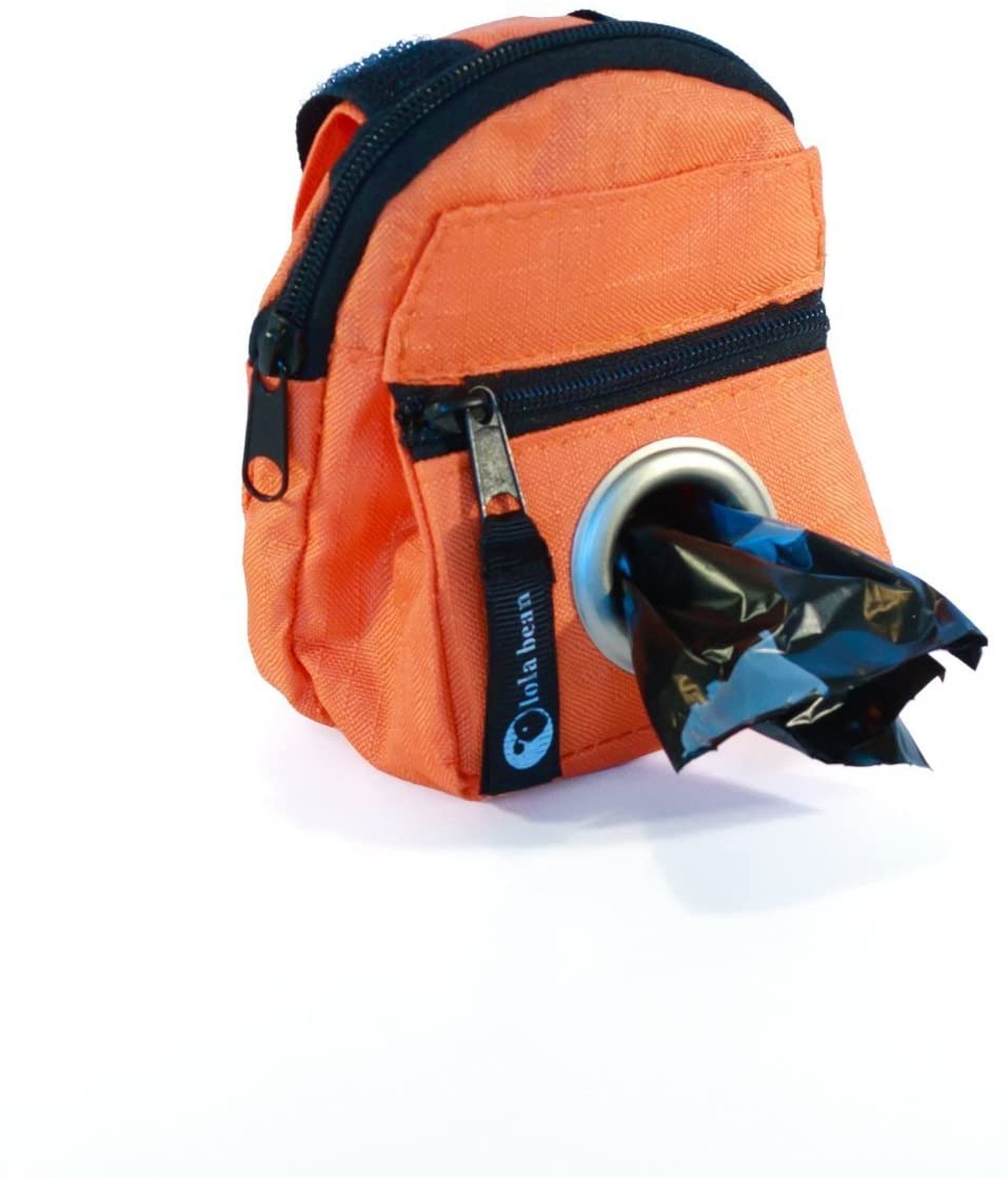 Lola Bean Orange Backpack Dispenser & P/U Pet Waste Bags Pooch  