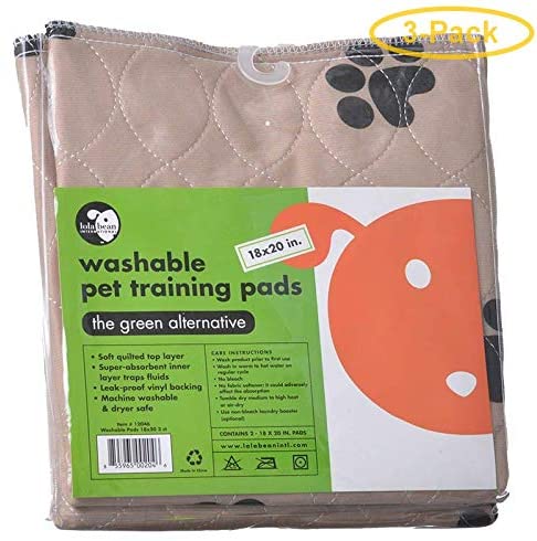 Lola Bean Washable and Re-usable Pet Training Pads 18"x20" - 2 Count  