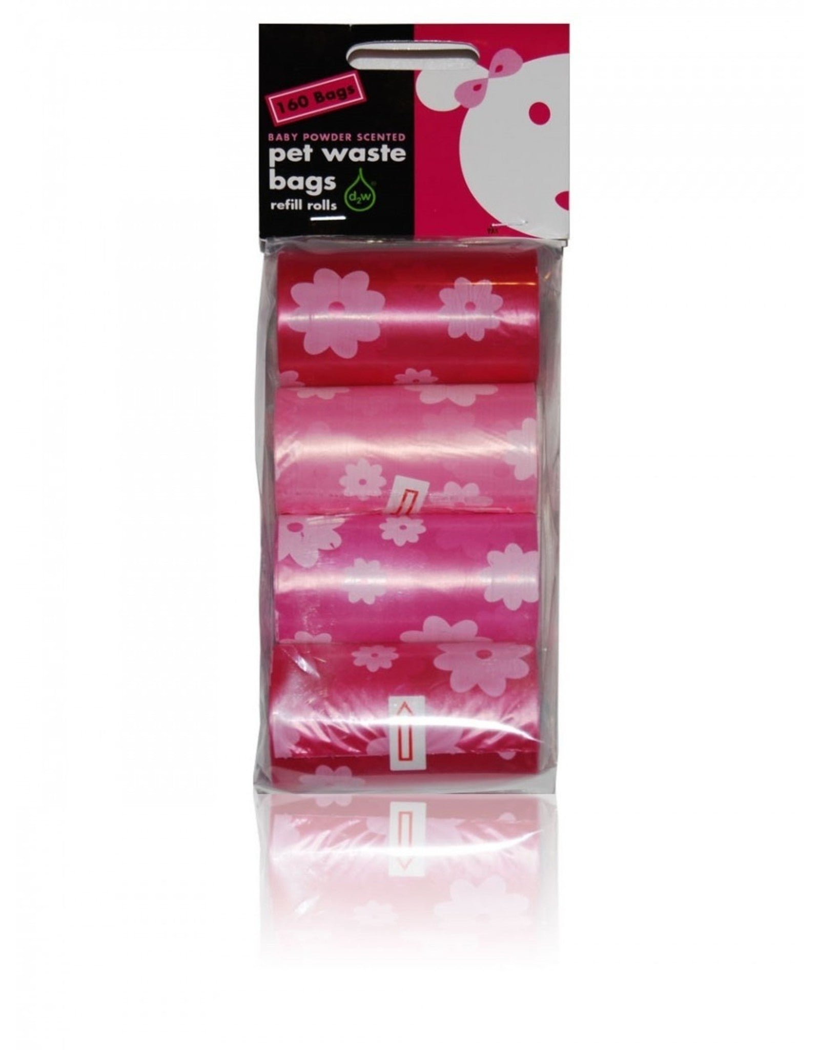 Lola Bean Waste P/U Bags- 8 Re-fill rolls (Baby Powder-Pink) - 160 Count  