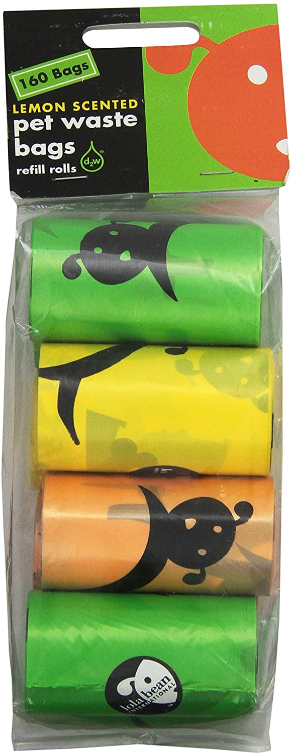 Lola Bean Waste P/U Bags- 8 Re-fill rolls (Lemon) - 160 Count  