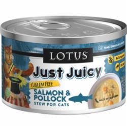 Lotus Just Juicy Stew Salmon Pollock Canned Cat Food - 2.5 Oz - Case of 24  