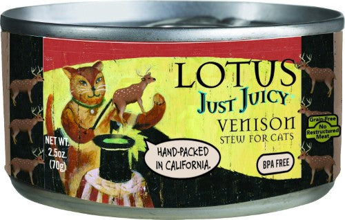 Lotus Just Juicy Stew Venison Canned Cat Food - 2.5 Oz - Case of 24  