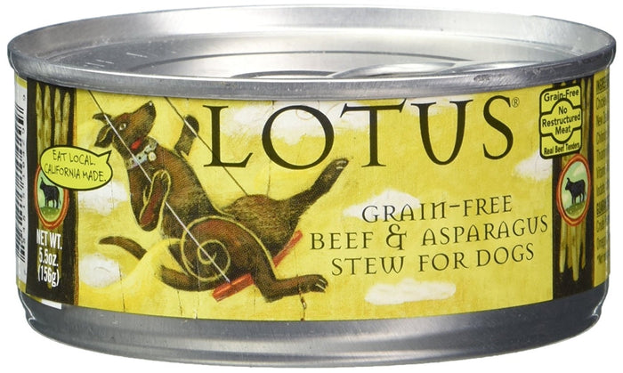 Lotus Stew Grain-Free Beef Asparagus Stew Canned Dog Food - 5.5 Oz - Case of 24