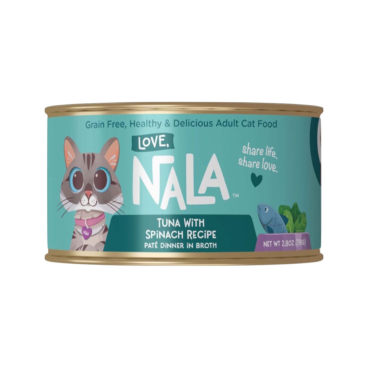 Love Nala Adult Tuna and Spinach Pate Canned Cat Food - 2.8 Oz - Case of 12  