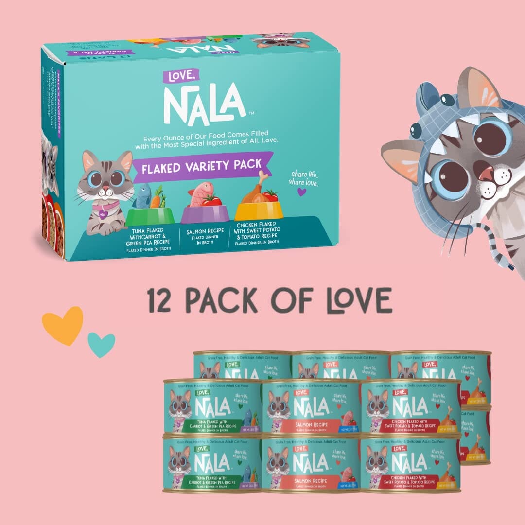 Love Nala Flaked Canned Cat Food - Variety Pack - 2.8 Oz - Case of 12  