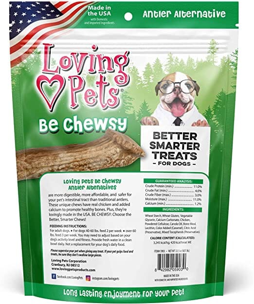 Loving Pets Be Chewsy Alternative Antler Natural Dog Chews - 6 Pack  