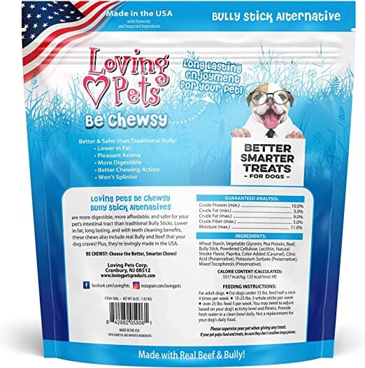 Loving Pets Be Chewsy Alternative Bully Dog Bully Sticks and Natural Chews - 30 Pack  