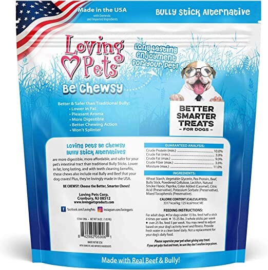 Loving Pets Be Chewsy Alternative Bully Dog Bully Sticks and Natural Chews - 30 Pack