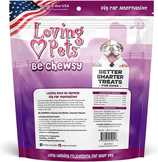 Loving Pets Be Chewsy Alternative Pig Ear Natural Dog Chews - 10 Pack  