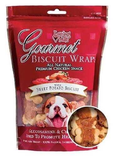 Loving Pets Gourmet Biscuit Wraps with Glucosamine & Chondroitin Natural Dog Chews - Sweet Potato and Chicken - 8 Oz  