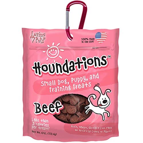 Loving Pets Houndations USA Training Treats with Carabiner Soft and Chewy Dog Treats - Beef - 4 Oz  