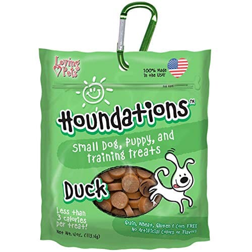 Loving Pets Houndations USA Training Treats with Carabiner Soft and Chewy Dog Treats - Duck - 4 Oz  