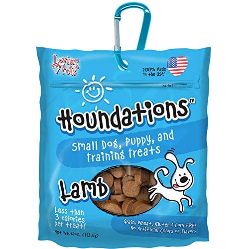 Loving Pets Houndations USA Training Treats with Carabiner Soft and Chewy Dog Treats - Lamb - 4 Oz  