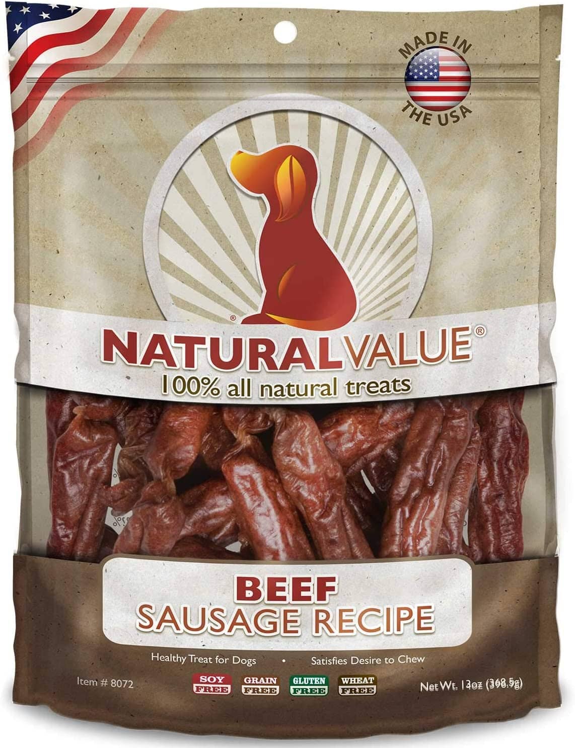 Loving Pets Natural Value USA Sausage Recipe Natural Dog Chews - Beef - 14 Oz  