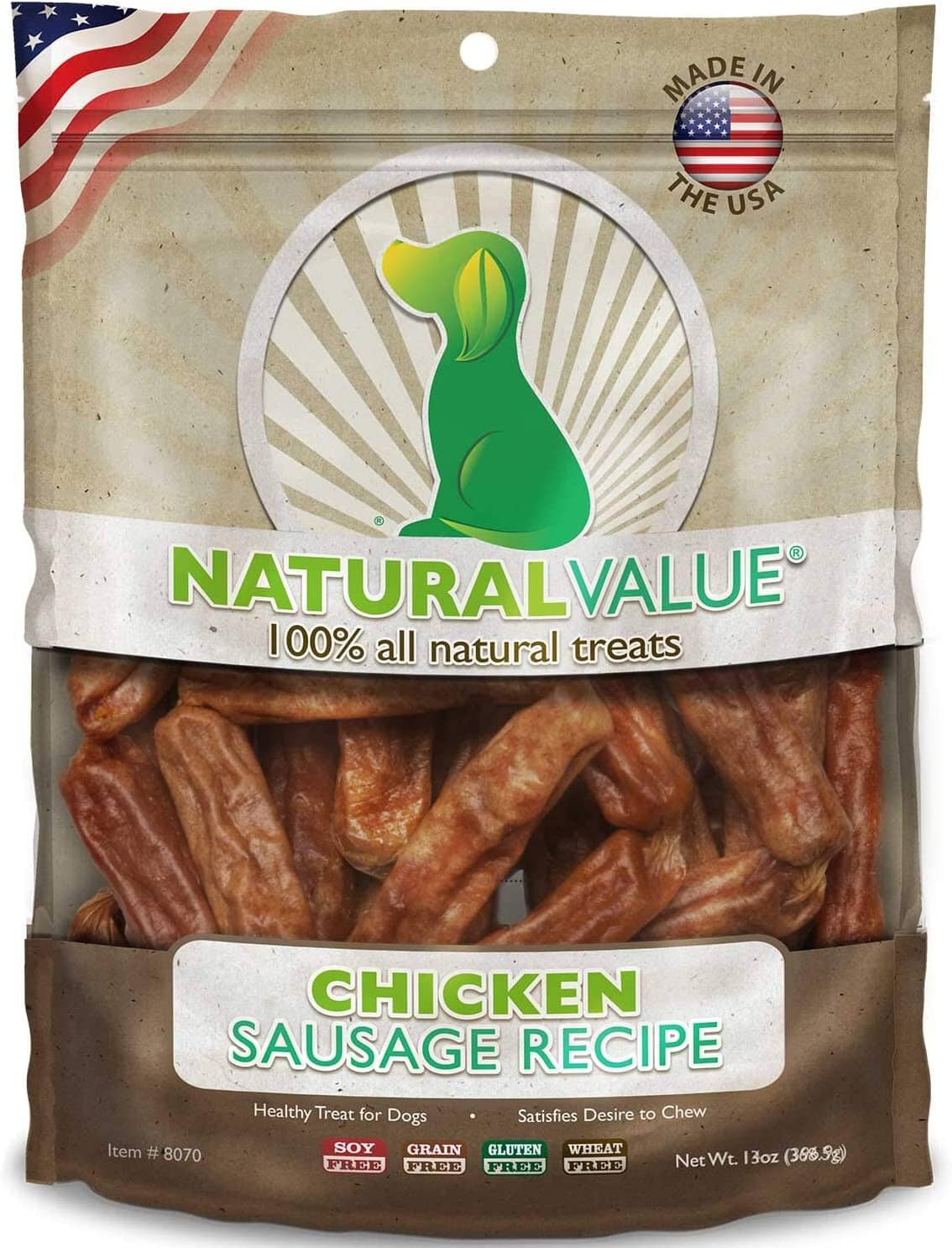 Loving Pets Natural Value USA Sausage Recipe Natural Dog Chews - Chicken - 14 Oz  