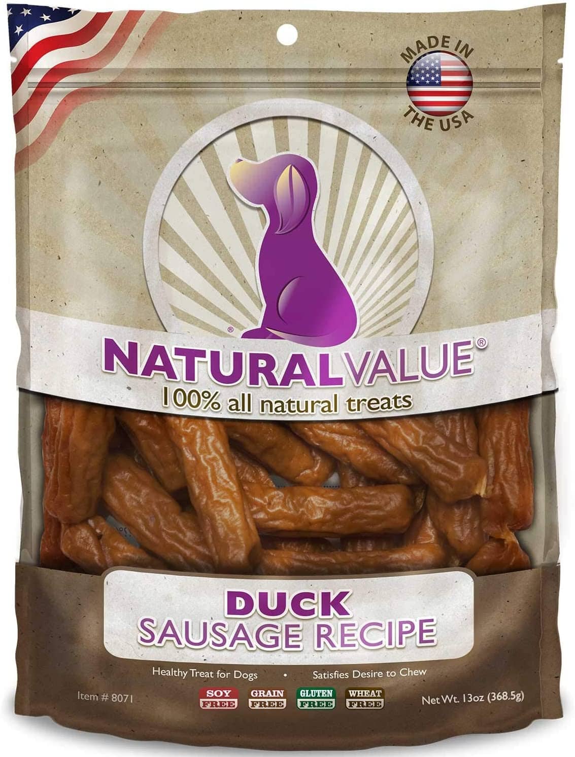 Loving Pets Natural Value USA Sausage Recipe Natural Dog Chews - Duck - 14 Oz  