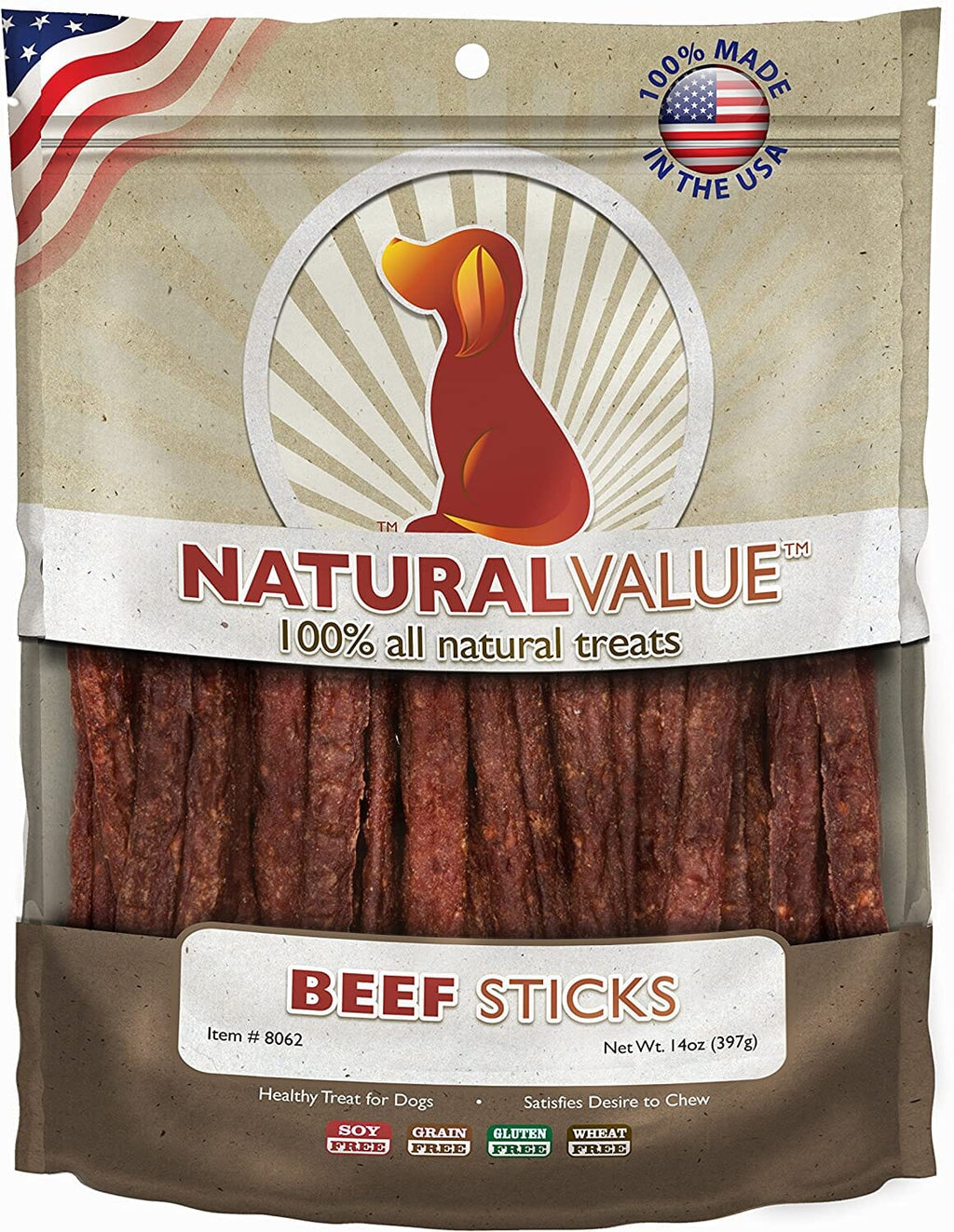 Loving Pets Natural Value USA Stick Recipe Natural Dog Chews - Beef - 14 Oz  