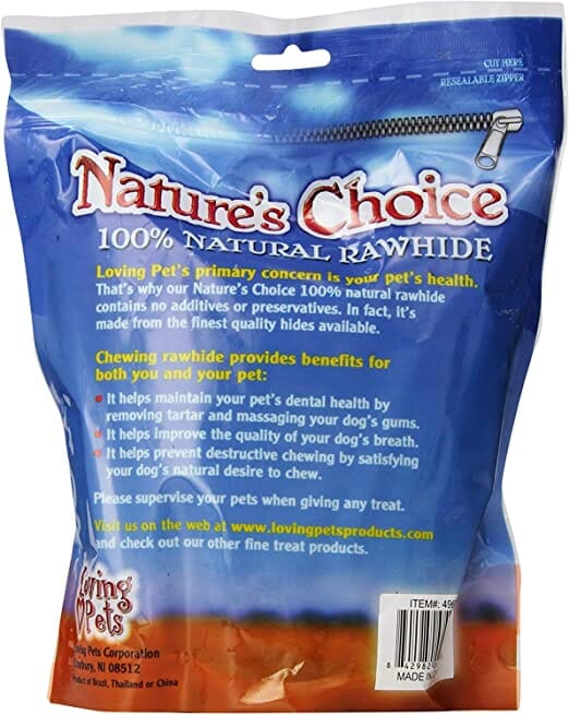 Loving Pets Nature's Choice Rawhide Munchy Stick Value Pack Natural Dog Chews - Assorted - 5 In X 10 MM - 10  