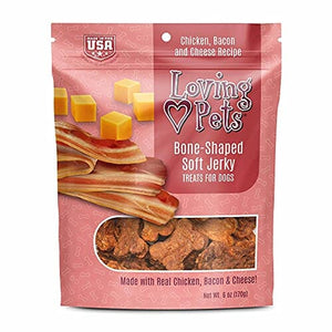 Loving Pets Soft Jerky Bones Soft and Chewy Dog Treats - Bacon and Cheese - 6 Oz