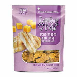 Loving Pets Soft Jerky Bones Soft and Chewy Dog Treats - Chicken and Cheese - 6 Oz