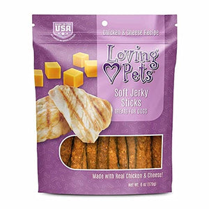 Loving Pets Soft Jerky Sticks Soft and Chewy Dog Treats - Chicken and Cheese - 6 Oz