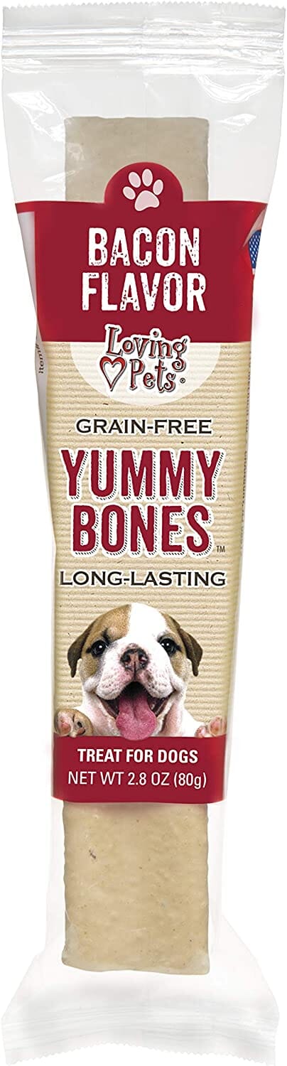 Loving Pets Yummy Bone Flavor Filled Bone Singles Natural Dog Chews - Bacon - 2.8 Oz - 15 Pack  