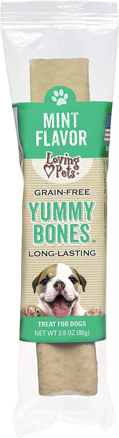 Loving Pets Yummy Bone Flavor Filled Bone Singles Natural Dog Chews - Mint - 2.8 Oz - 15 Pack  