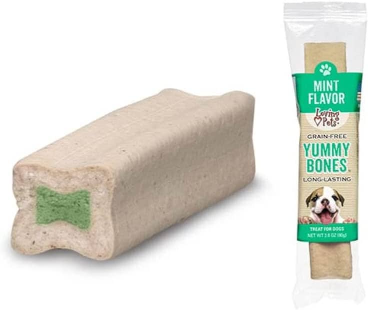 Loving Pets Yummy Bone Flavor Filled Bone Singles Natural Dog Chews - Mint - 2.8 Oz - 15 Pack  