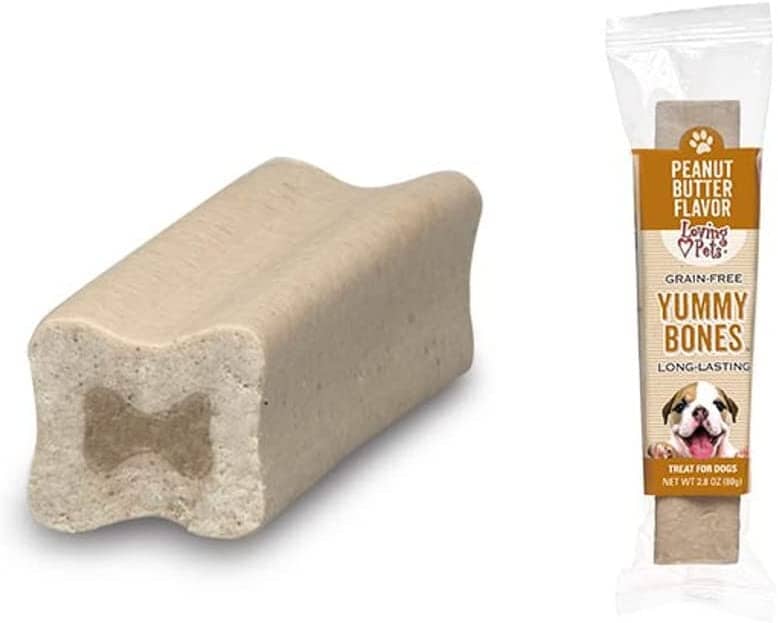 Loving Pets Yummy Bone Flavor Filled Bone Singles Natural Dog Chews - Peanut Butter - 2.8 Oz - 15 Pack  