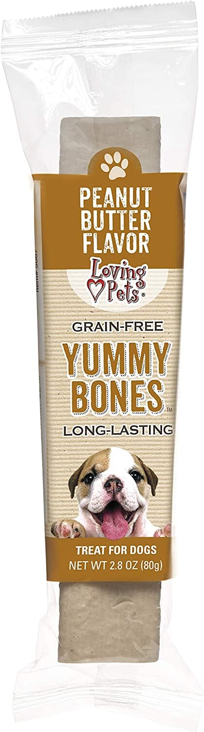 Loving Pets Yummy Bone Flavor Filled Bone Singles Natural Dog Chews - Peanut Butter - 2.8 Oz - 15 Pack  