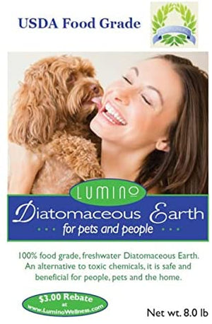 Lumino Organic 100% Food-Grade Diatomaceous Earth for Pets and People - 8 lb Bag