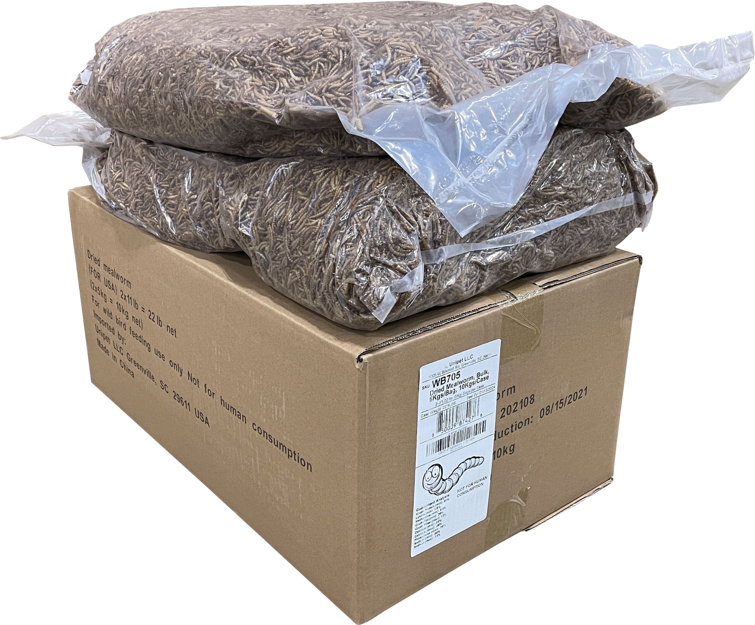 Mealworm To Go Dried Mealworms Bulk Case Wild Bird Food - 22 Lbs  