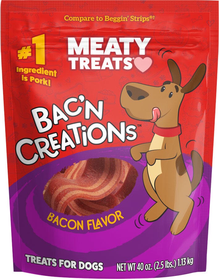 Meaty Treats Bac'N Creations Soft and Chewy Dog Treats - Bacon - 40 Oz  