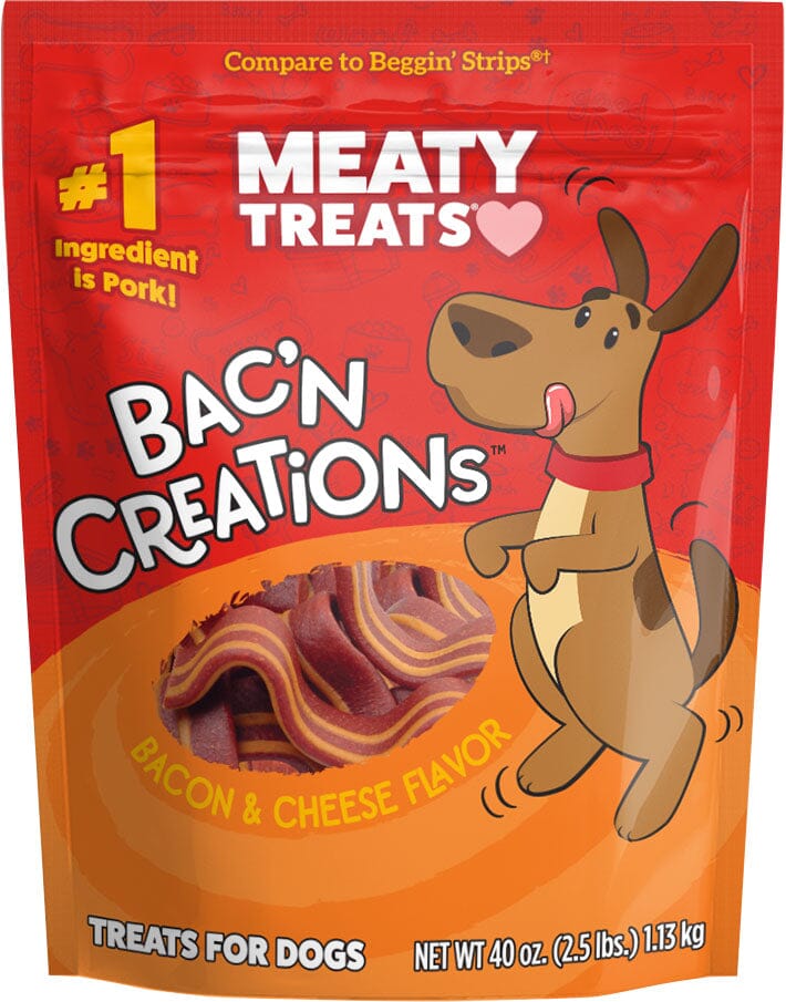 Meaty Treats Bac'N Creations Soft and Chewy Dog Treats - Bacon/Cheese - 40 Oz  