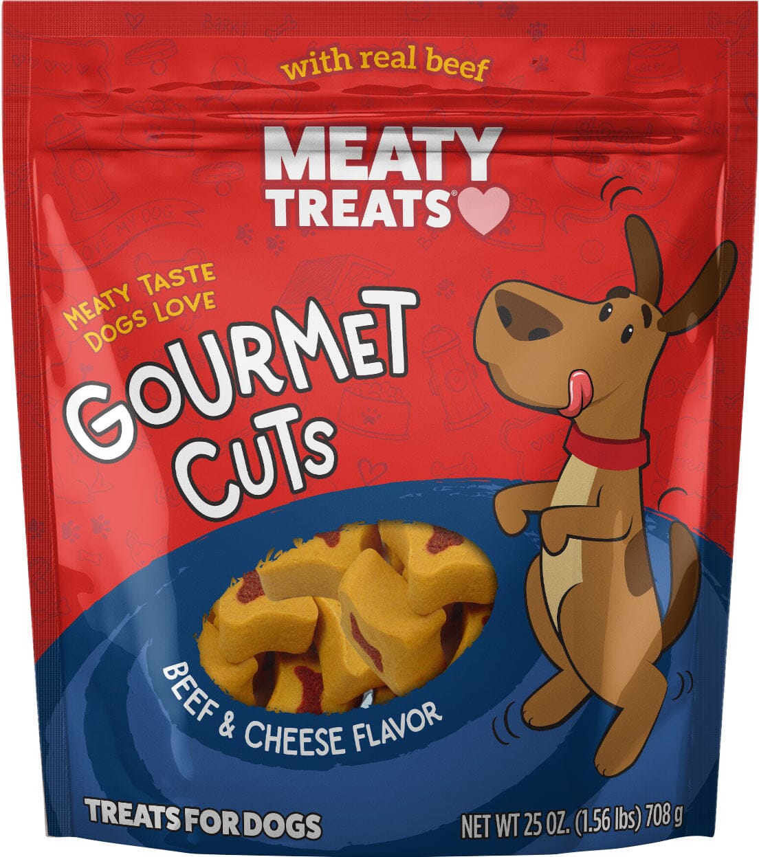 Meaty Treats Gourmet Cuts Soft and Chewy Dog Treats - Beef/Cheese - 25 Oz  