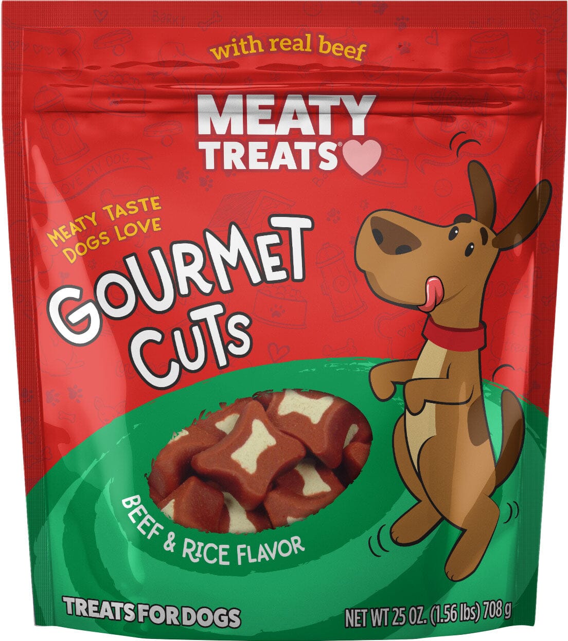 Meaty Treats Gourmet Cuts Soft and Chewy Dog Treats - Beef/Rice - 25 Oz  