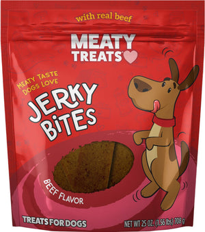 Meaty Treats Jerky Bites Soft and Chewy Dog Treats - Beef/Pepperoni - 25 Oz