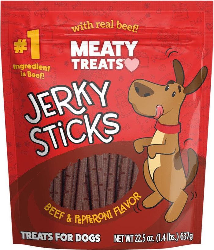 Meaty Treats Jerky Sticks Soft and Chewy Dog Treats - Beef/Pepperoni - 22.5 Oz