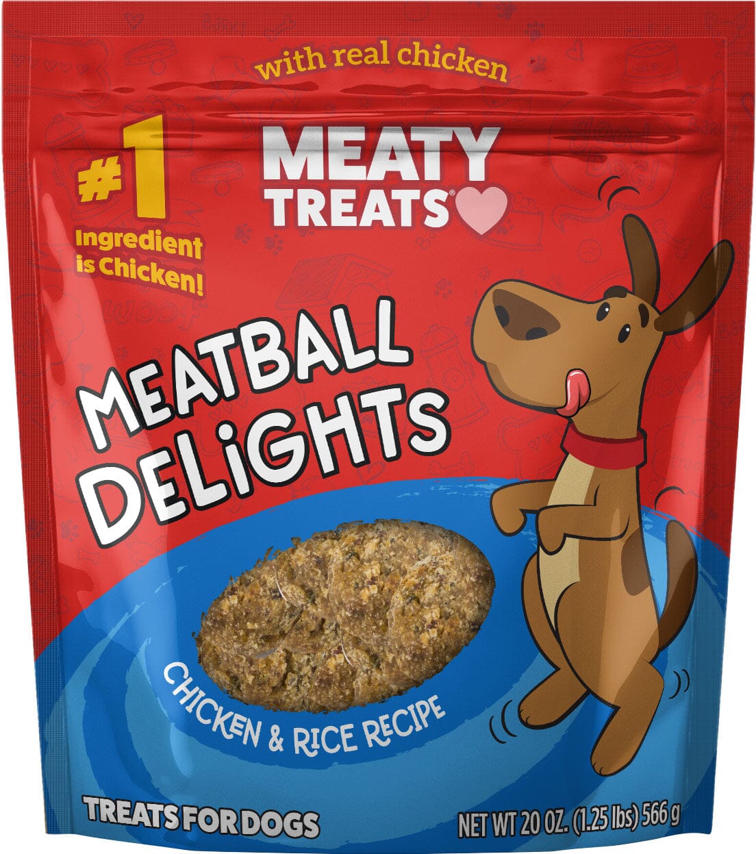 Meaty Treats Meatball Delights Soft and Chewy Dog Treats - Chicken/Rice - 20 Oz  