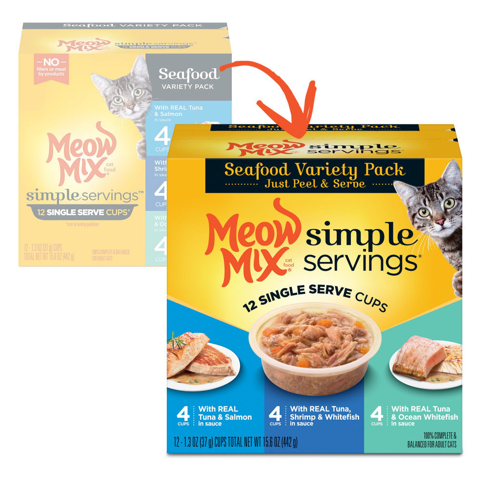 Meow Mix Simple Servings Seafood Variety Pack Wet Cat Food  