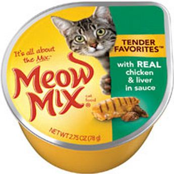 Meow Mix Tender Favorites Real Chicken and Liver in Gravy Cat Food Cups  