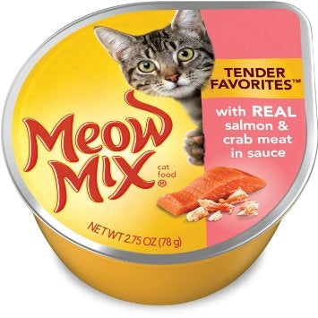 Meow Mix Tender Favorites Real Salmon and Crab Meat Canned Cat Food  