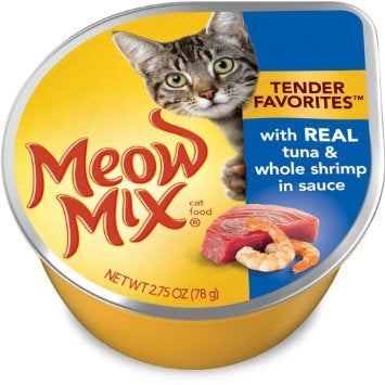 Meow Mix Tender Favorites with Real Tuna and Whole Shrimp in Sauce Cat Food Cups  